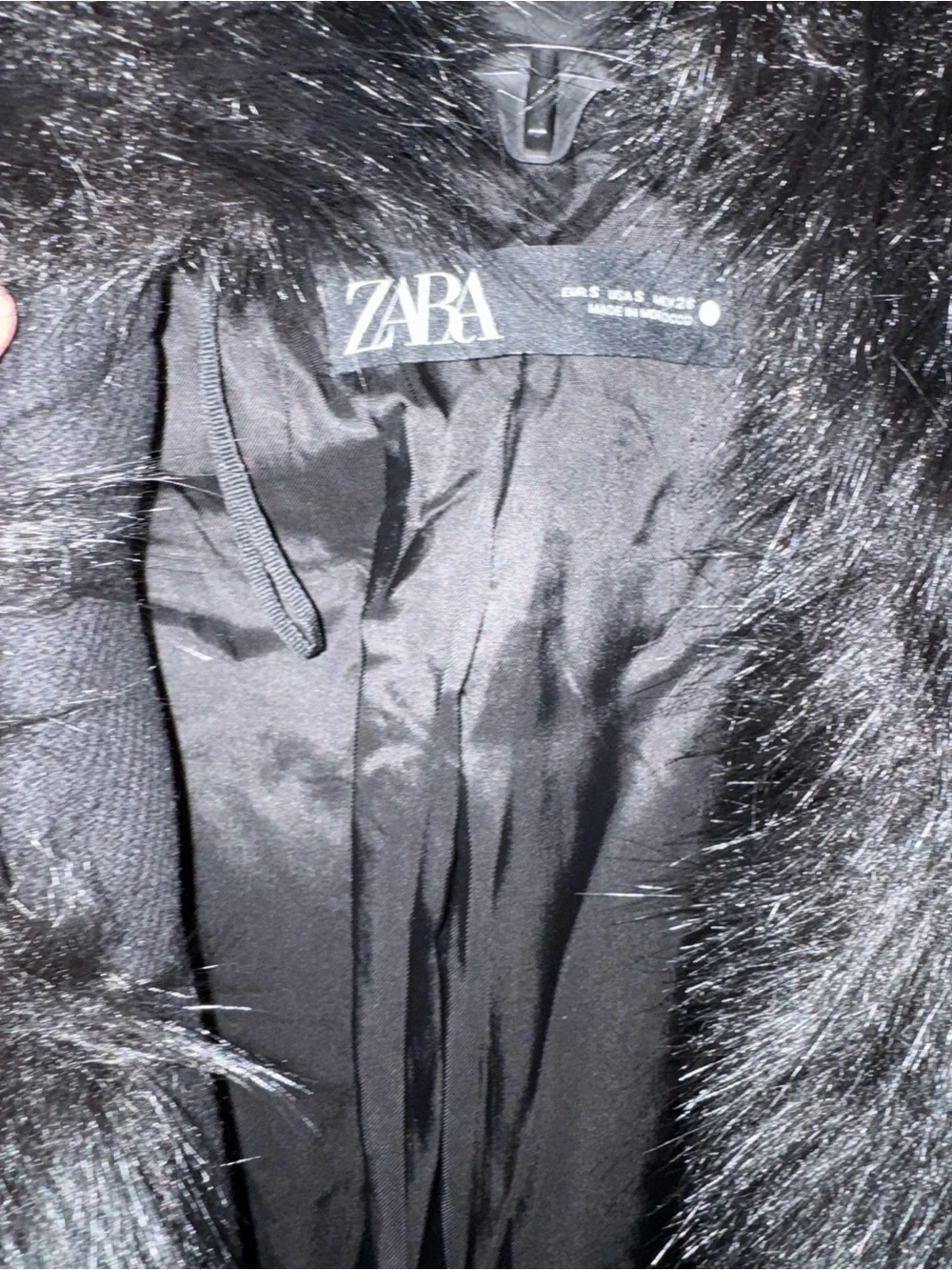 Zara Black Faux Fur Trim Coat - Picture 5 of 5